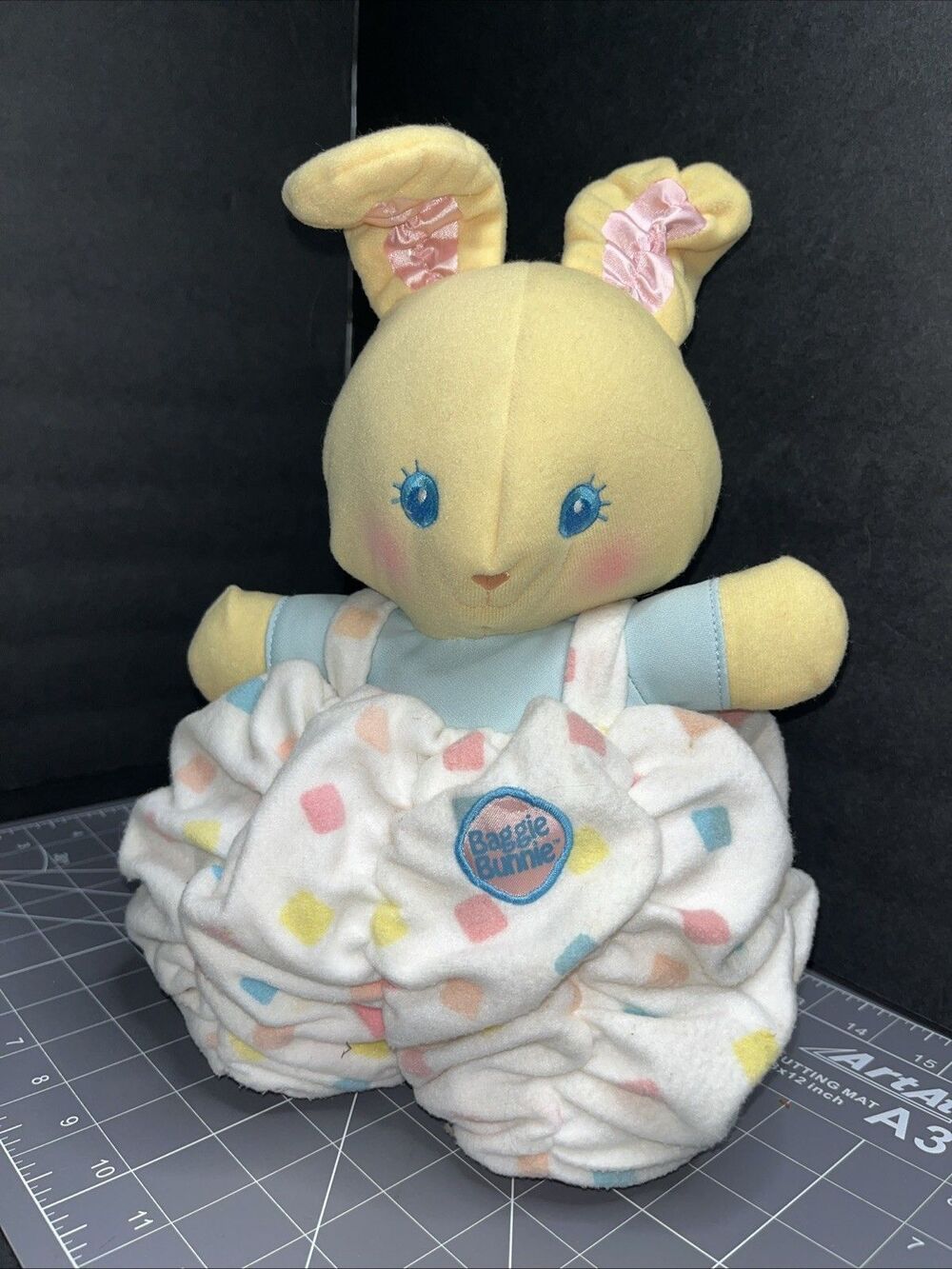 Baggie Bunny Tyco Yellow Stuffed Animal Plush Toy Vintage 1987